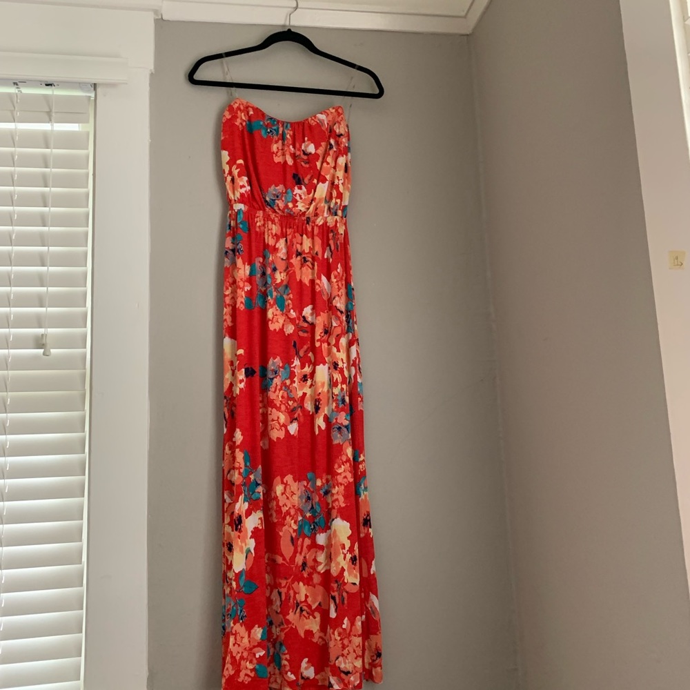 Floral orange Maxi Dress